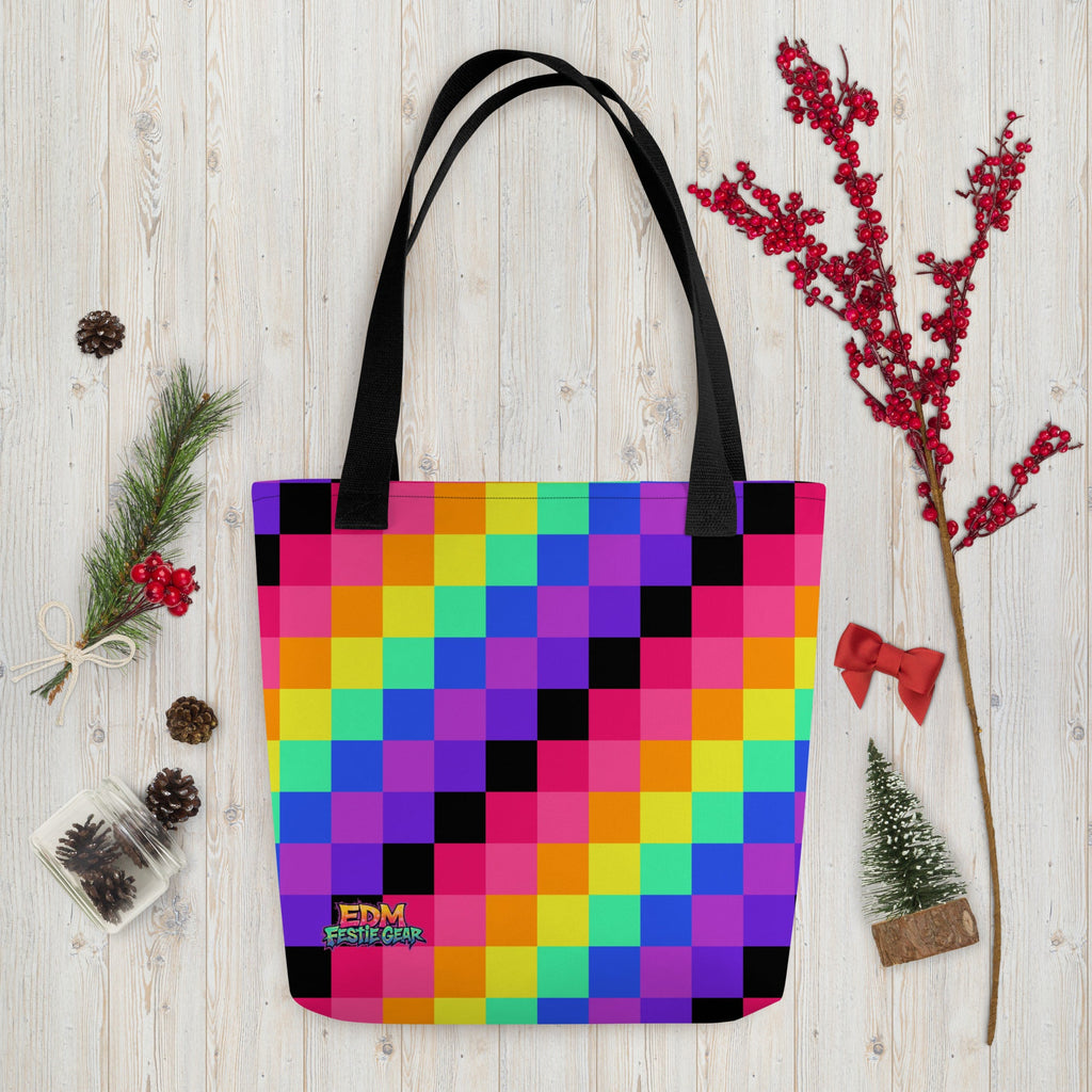 Rainbow Geometrical Tote Bag For EDM Rave Festival Outfit Clothing