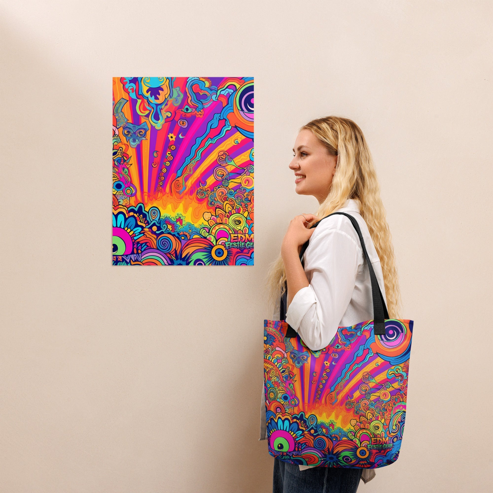 Toon World Tote Bag For EDM Rave Festival Outfit Clothing
