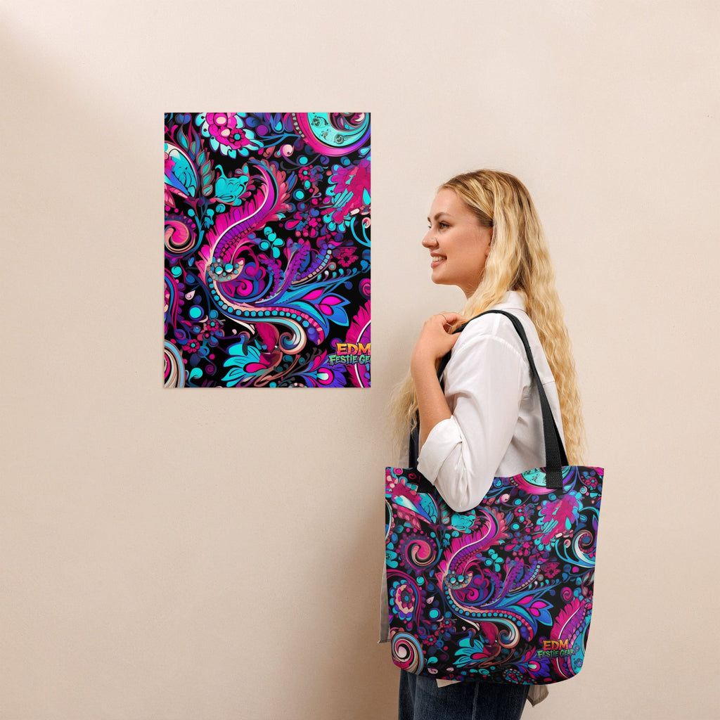 Trippy Tote Bag For EDM Rave Festival Outfit Clothing