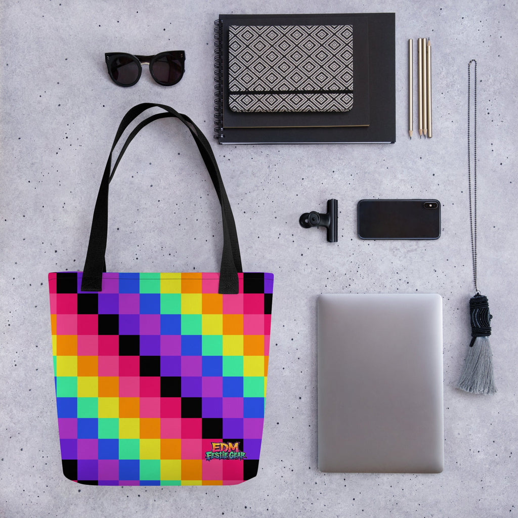 Rainbow Geometrical Tote Bag For EDM Rave Festival Outfit Clothing