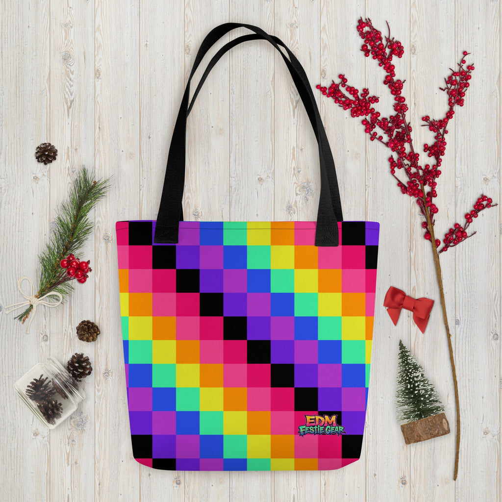 Rainbow Geometrical Tote Bag For EDM Rave Festival Outfit Clothing