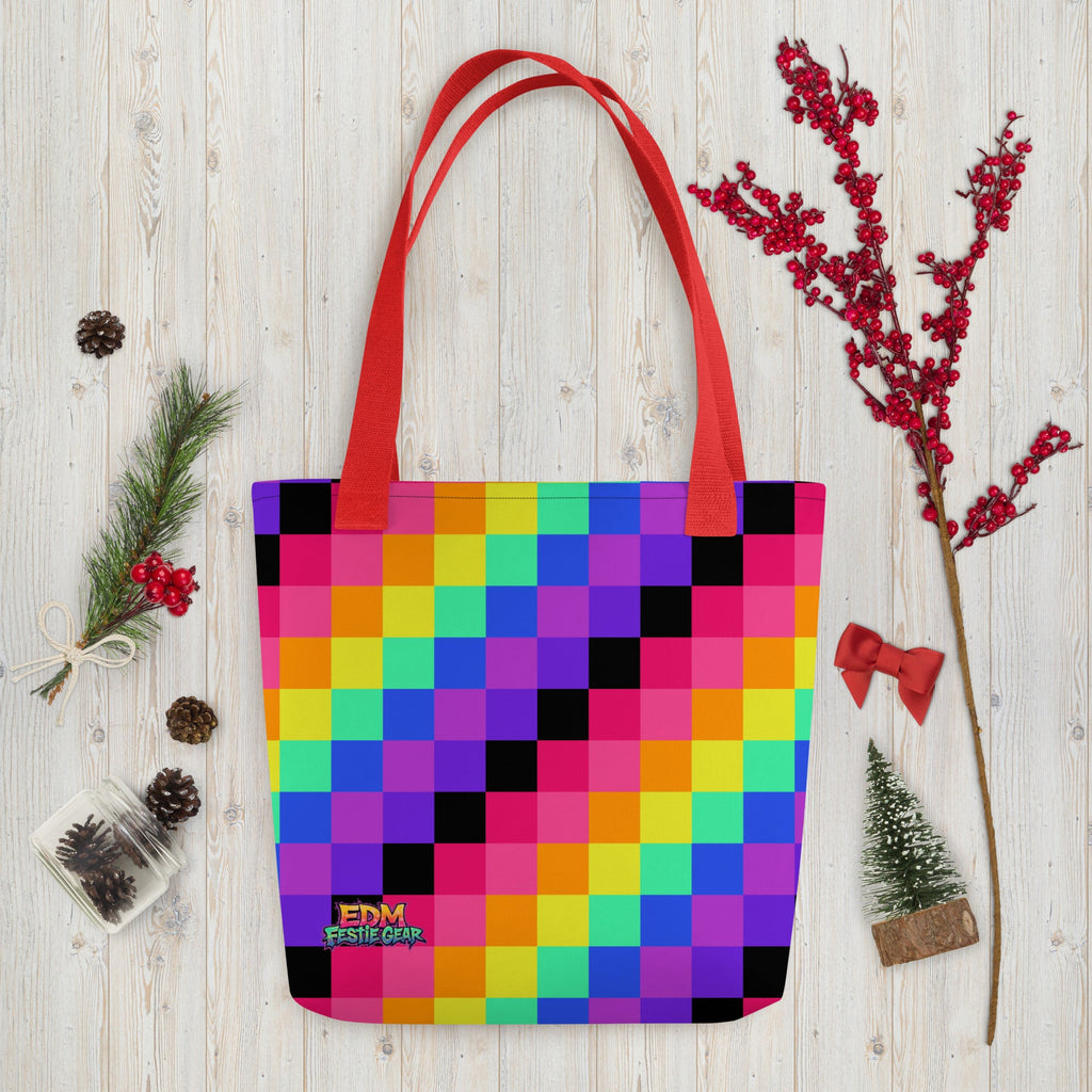 Rainbow Geometrical Tote Bag For EDM Rave Festival Outfit Clothing