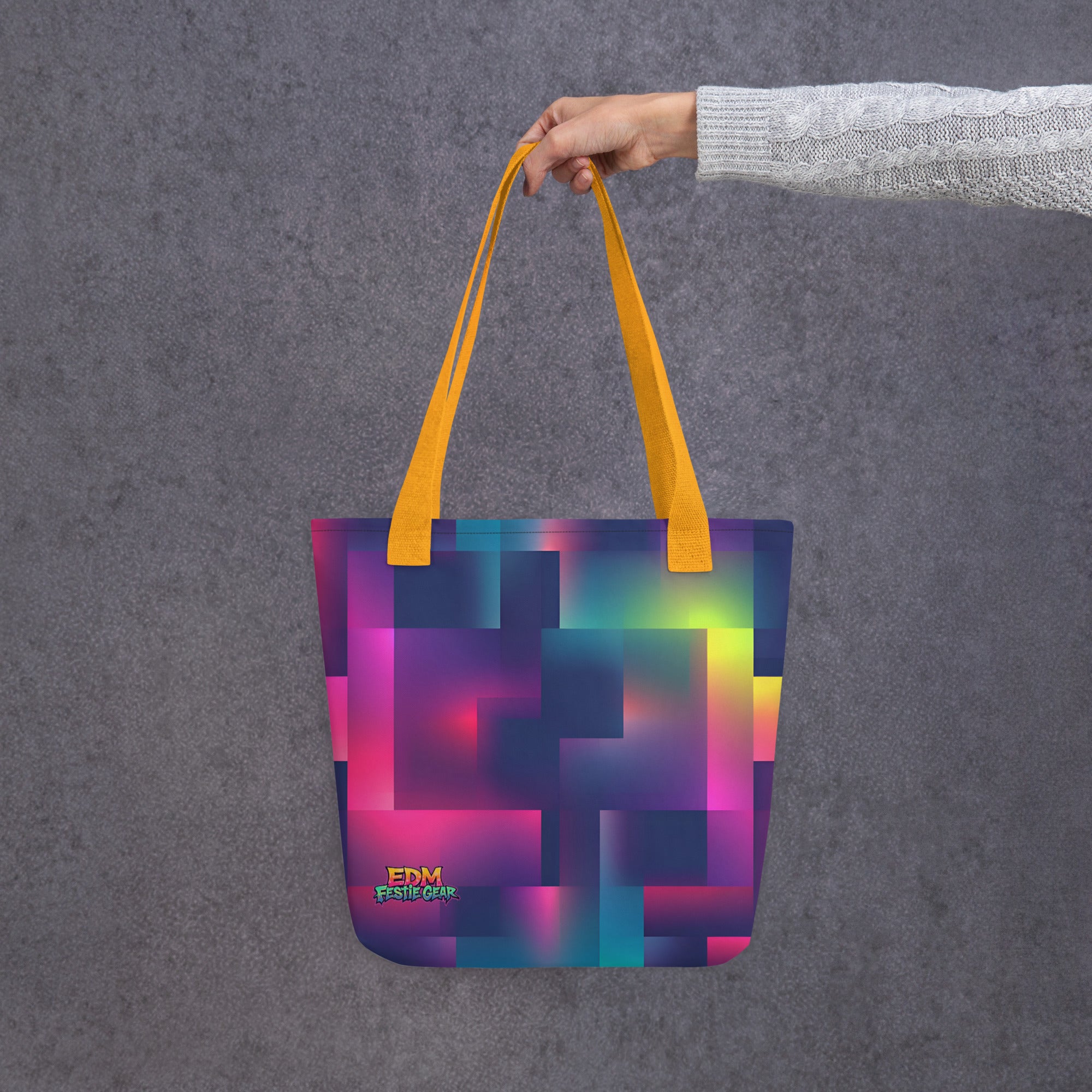 Neon Pixeled Tote Bag For EDM Rave Festival Outfit Clothing