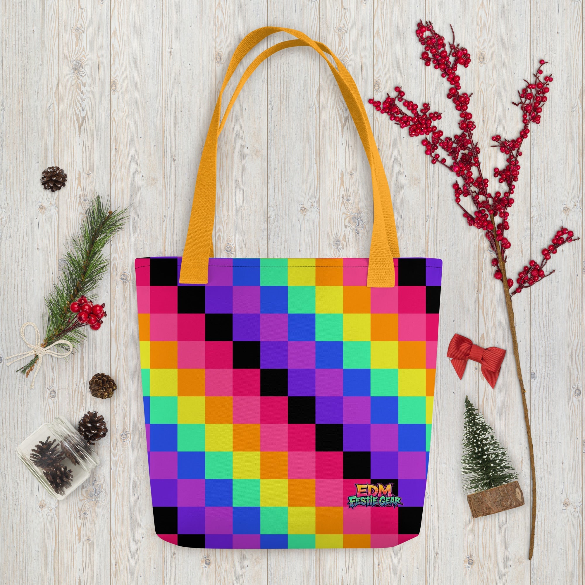 Rainbow Geometrical Tote Bag For EDM Rave Festival Outfit Clothing