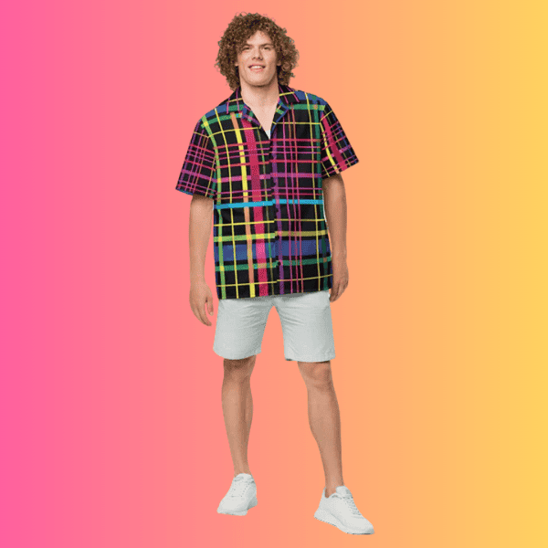 Festival-Ready Playful Plaid Button-Up Shirt for Ravers