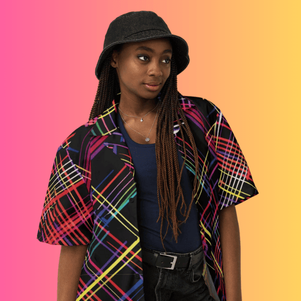 Festival-Ready Plaid Button-Up Shirt for EDM Lovers