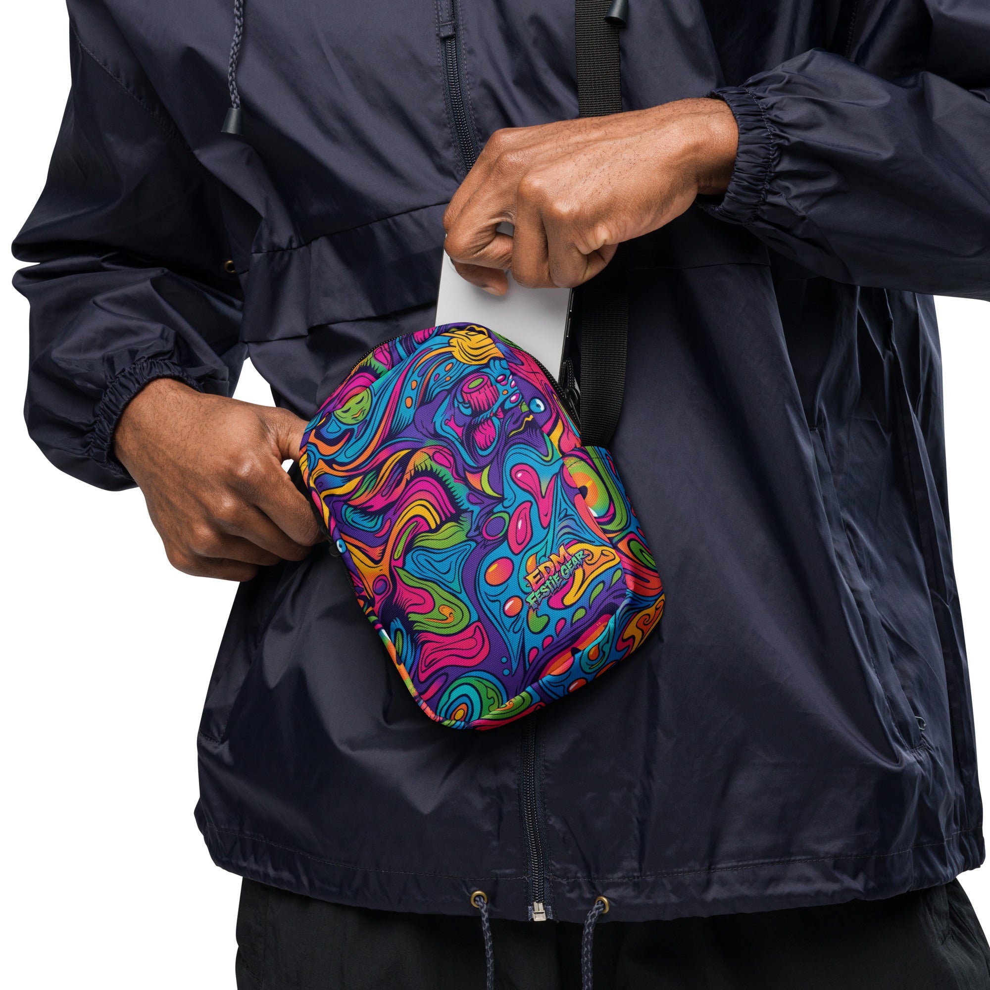 Neon Spill Crossbody Bag For EDM Rave Festival Outfit Clothing