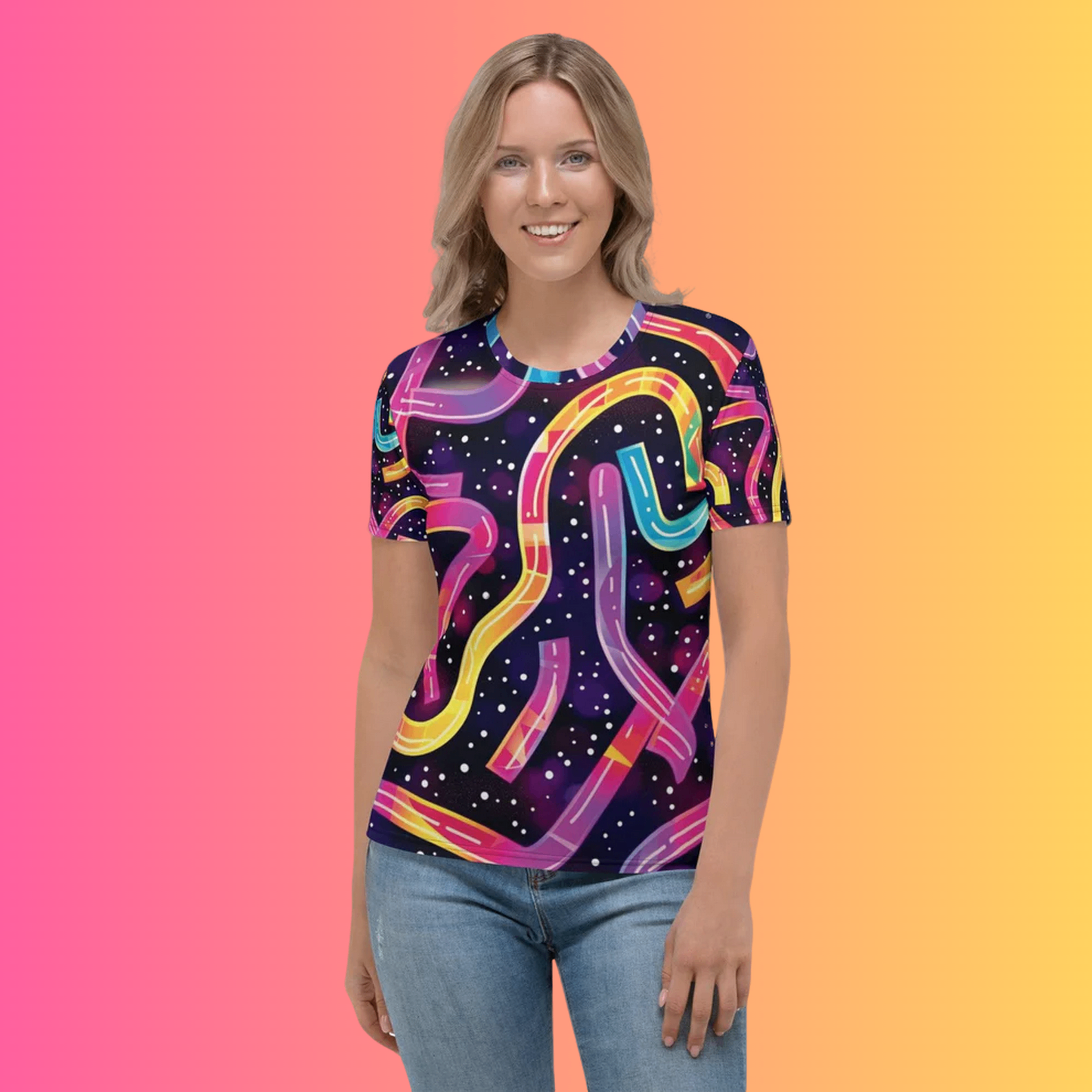 Vibrant Abstract Women's Festival T-Shirt for EDM Lovers