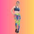 Vibrant Neon Tie-Dye Yoga Leggings for Ravers and Festival Lovers