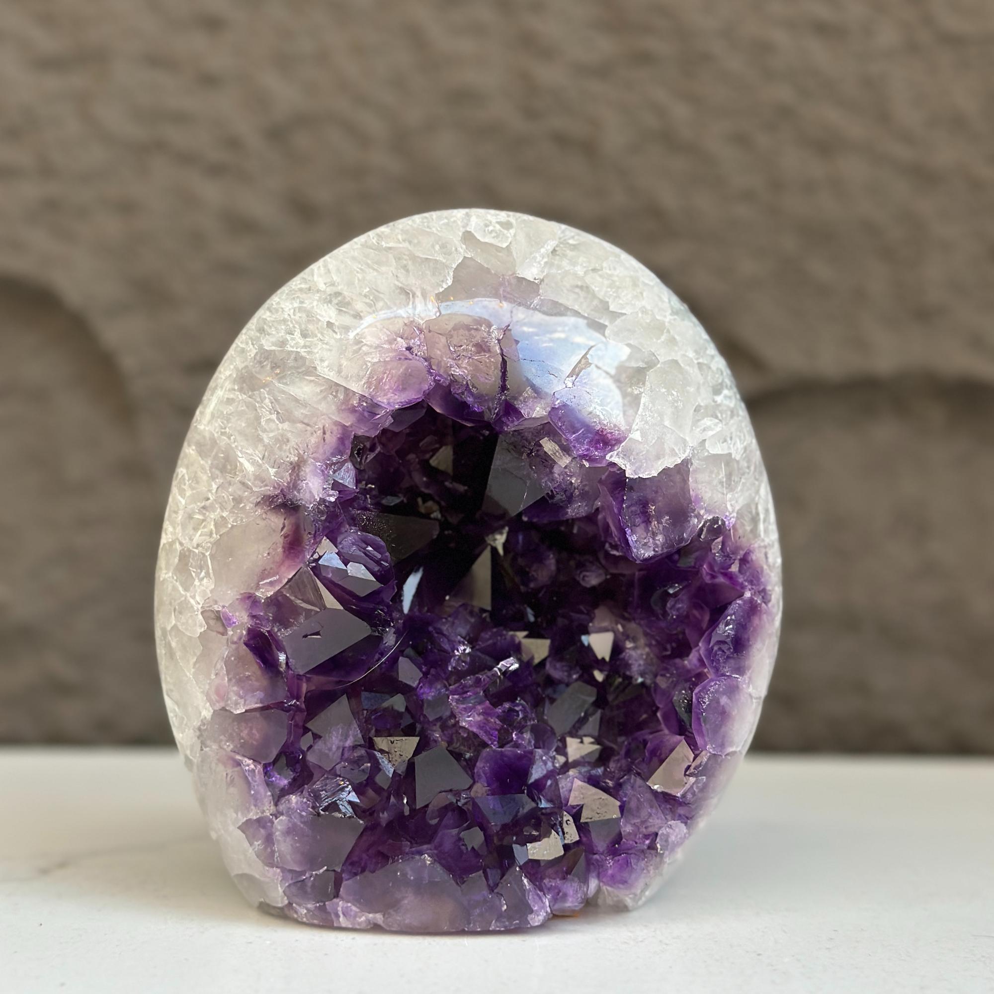 Deep Purple Amethyst Geode Cave, Perfect for Home Decor