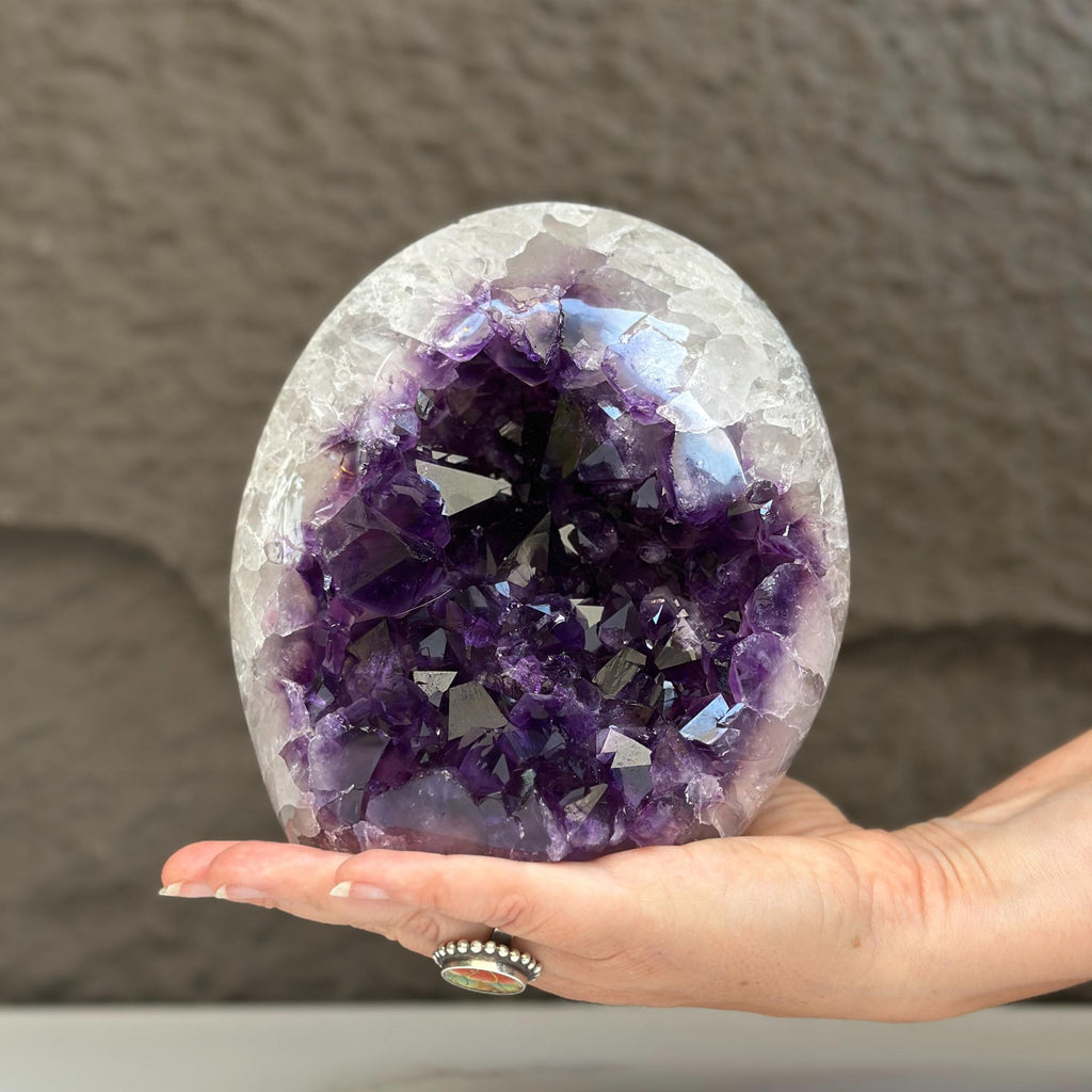 Deep Purple Amethyst Geode Cave, Perfect for Home Decor