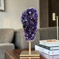 Natural Amethyst Galaxy Geode On Metal Stand