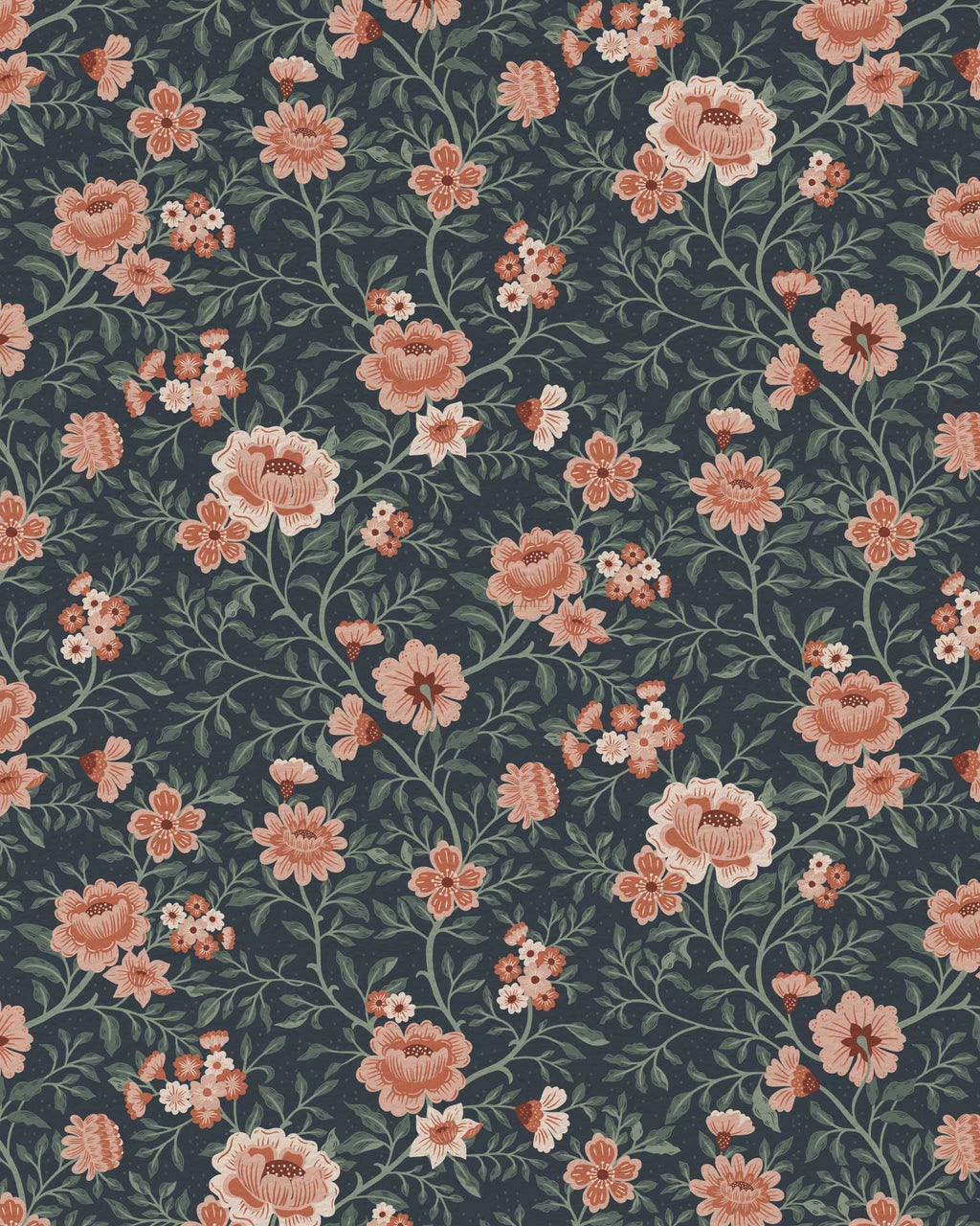 Annabelle Wallpaper in Terracotta Night