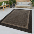 Bordered Outdoor Rug Stilo Rustic Design - Grey Brown