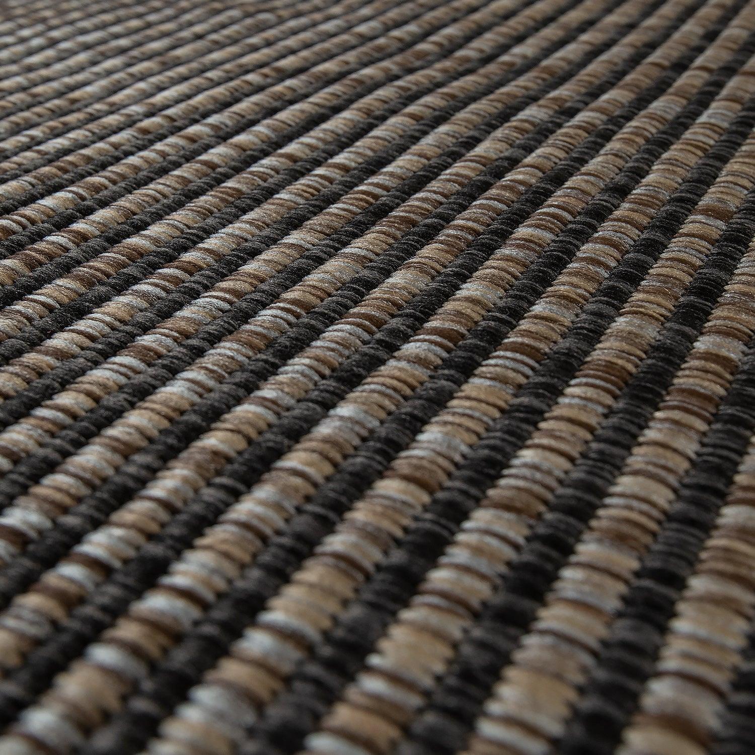 Bordered Outdoor Rug Stilo Rustic Design - Grey Brown