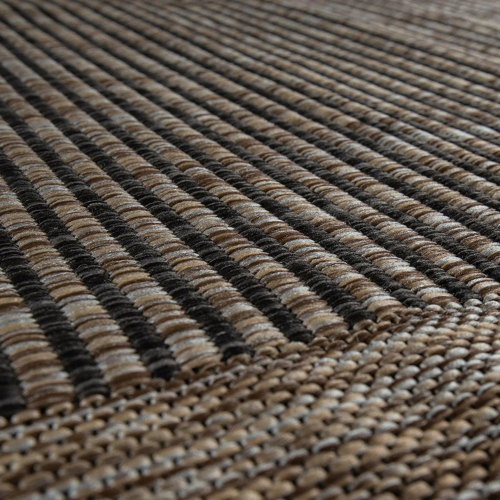 Bordered Outdoor Rug Stilo Rustic Design - Grey Brown