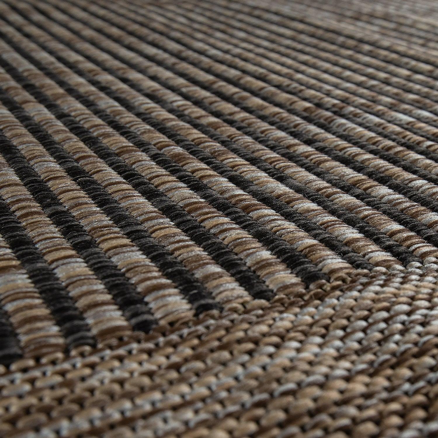 Bordered Outdoor Rug Stilo Rustic Design - Grey Brown