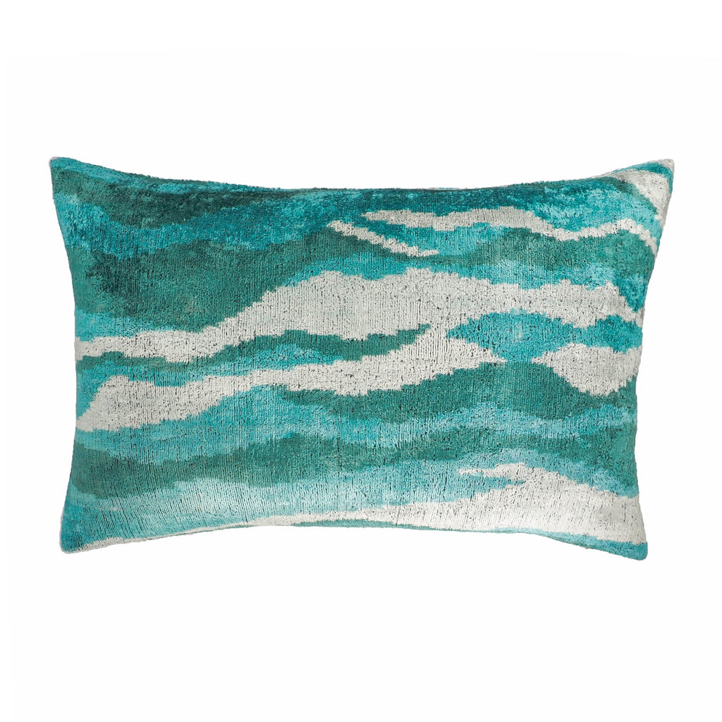 Atlantic Silk Velvet Ikat Throw Pillow Cover 16 X 24