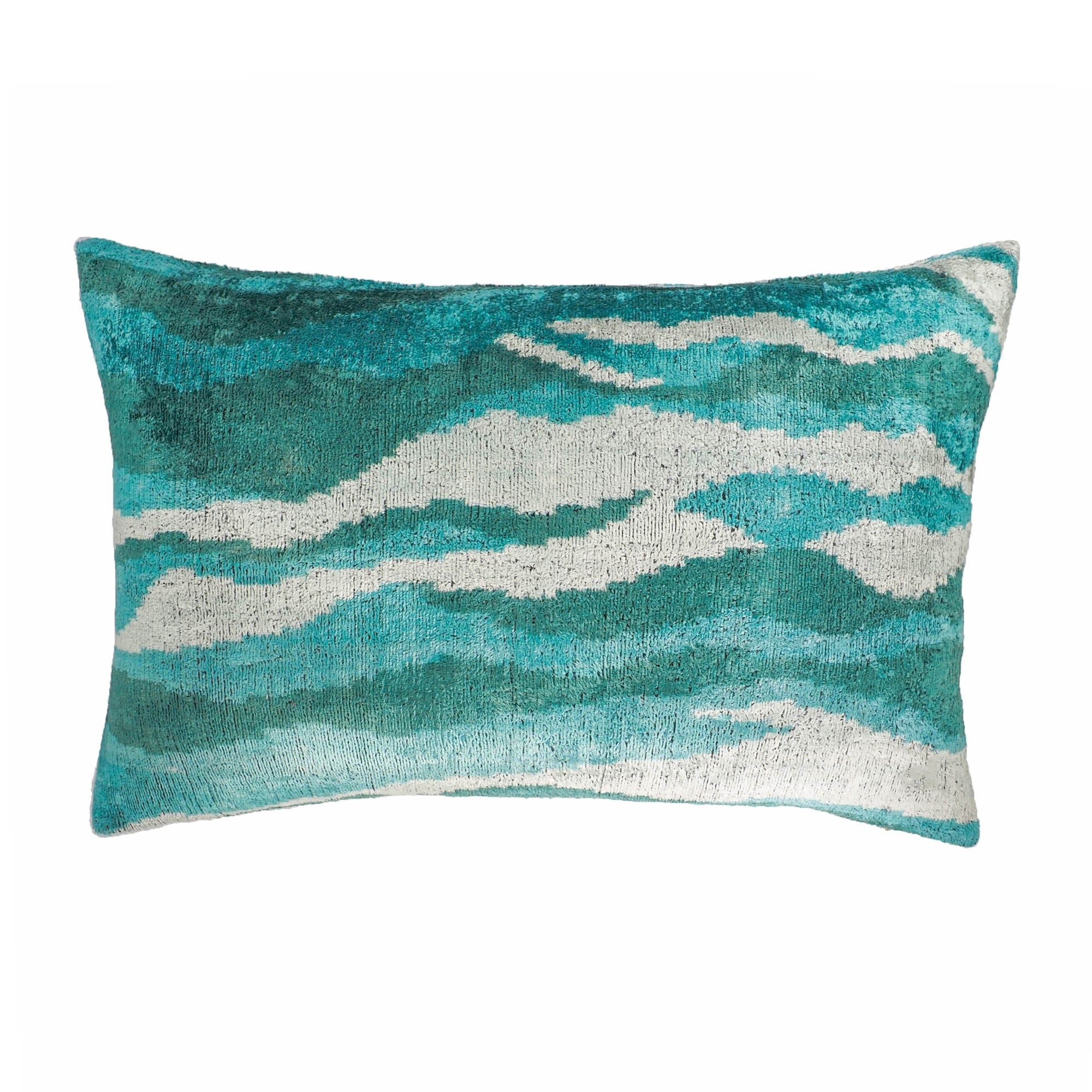 Atlantic Silk Velvet Ikat Throw Pillow Cover 16 X 24