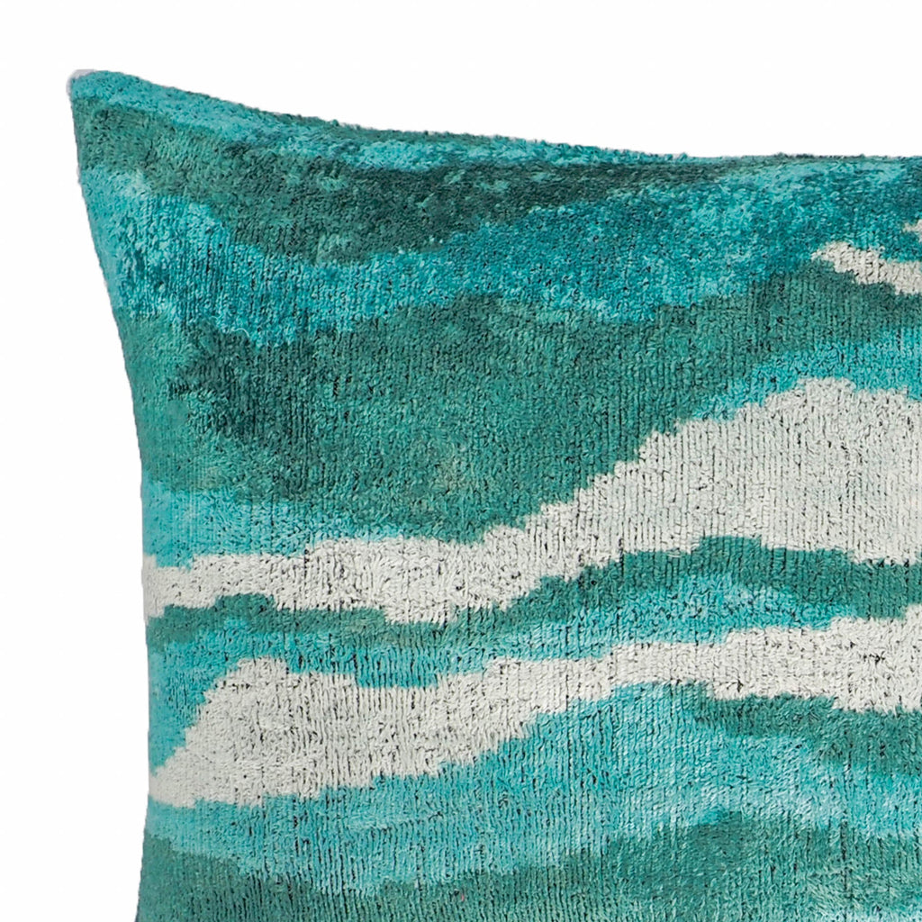 Atlantic Silk Velvet Ikat Throw Pillow Cover 16 X 24