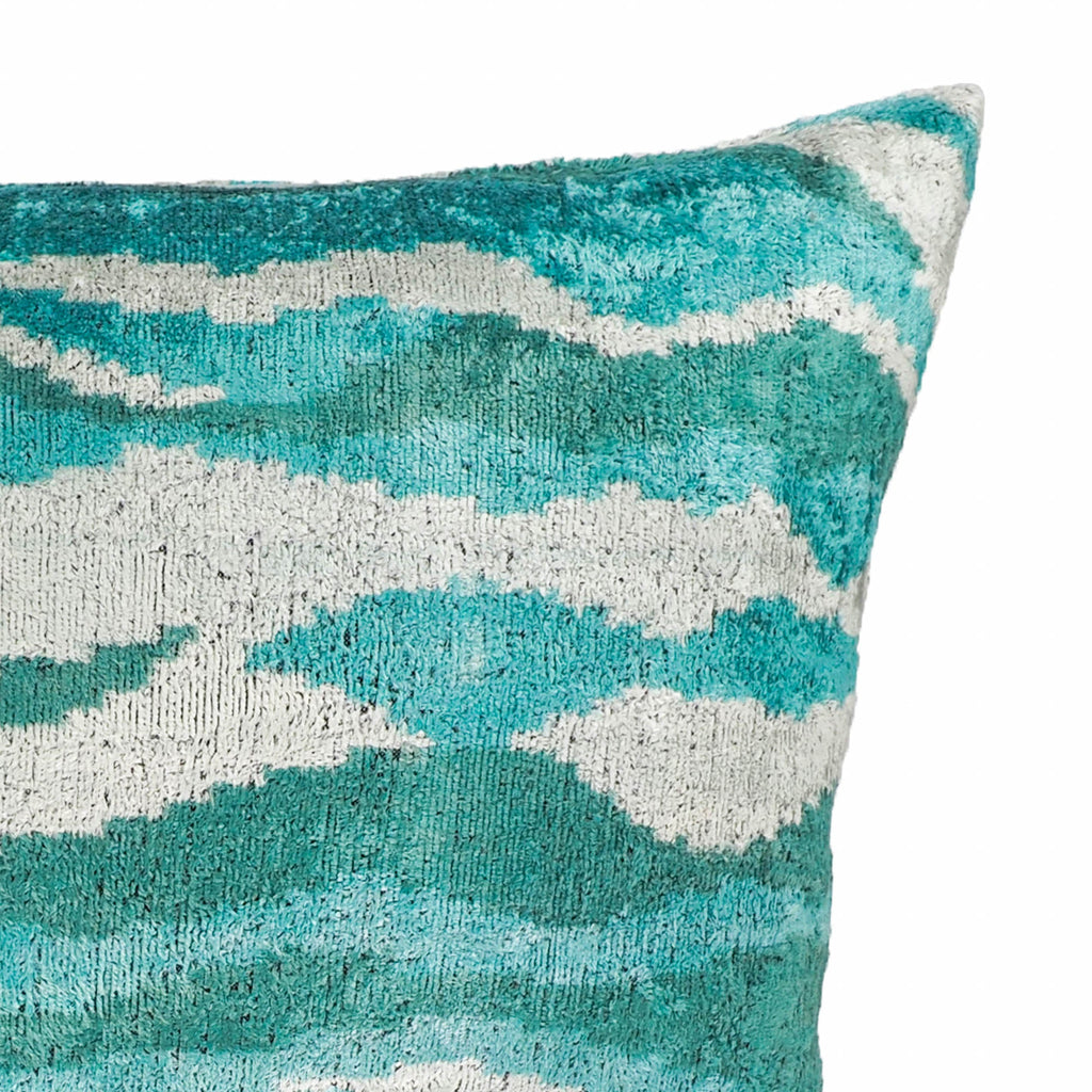Atlantic Silk Velvet Ikat Throw Pillow Cover 16 X 24