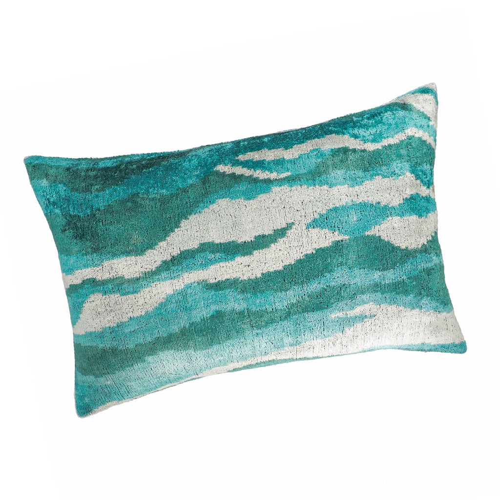 Atlantic Silk Velvet Ikat Throw Pillow Cover 16 X 24