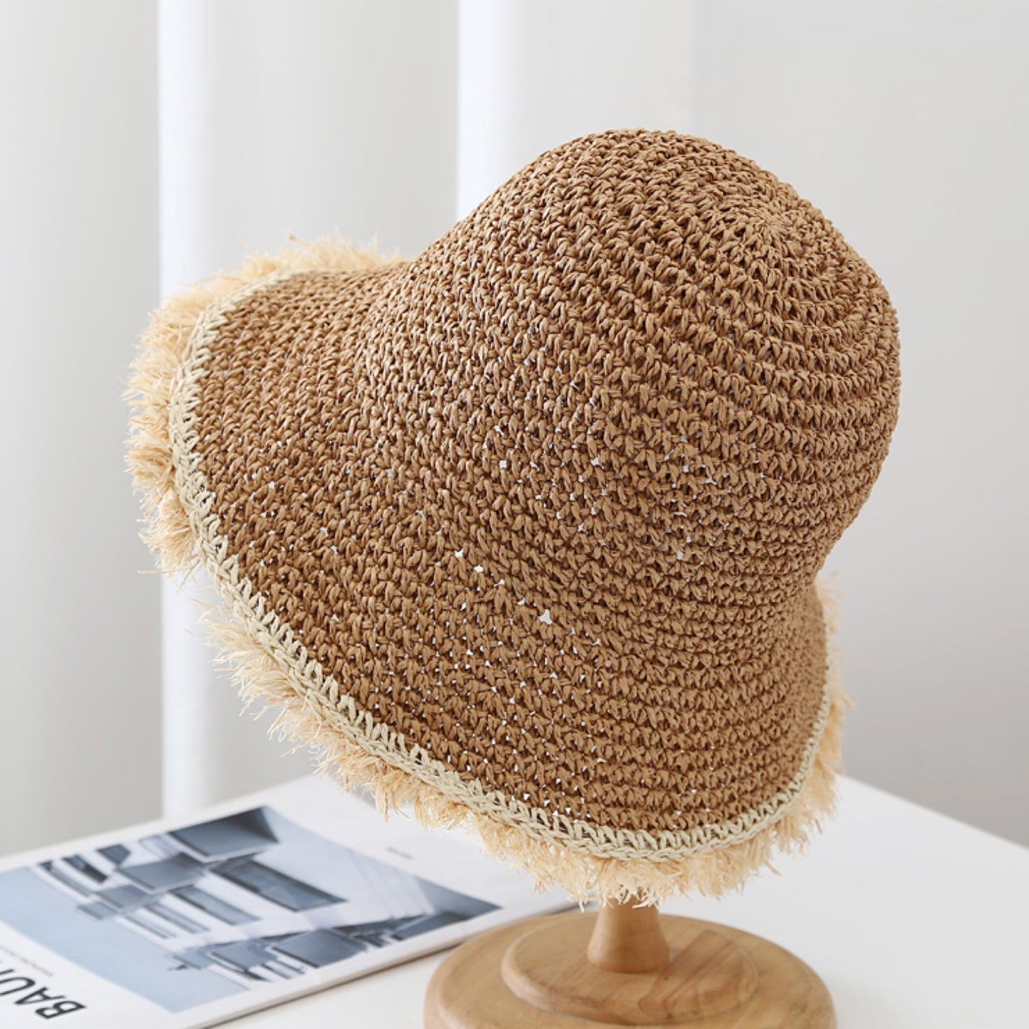 Women's Wide-Brim Fringed Woven Straw Hat | Beach & Vacation Sun Hat