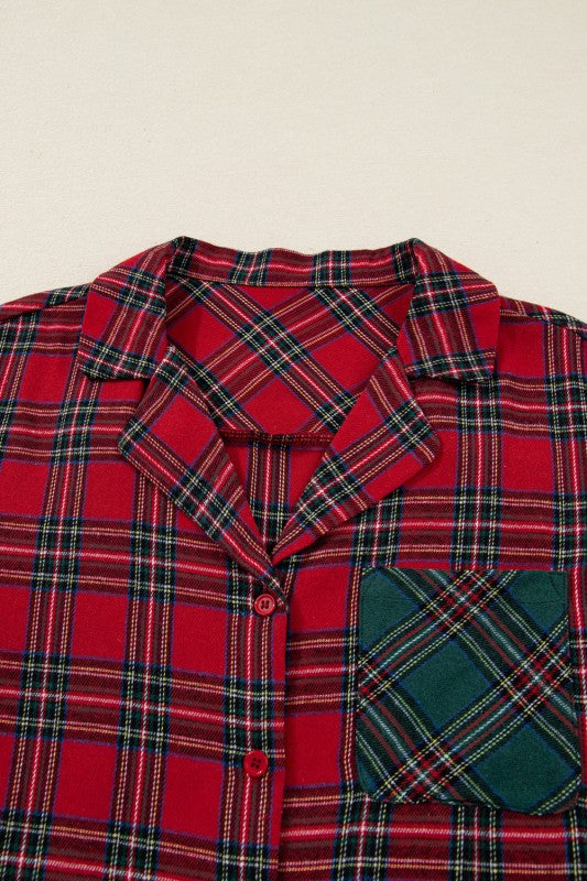 Christmas Plaid Patchwork Pajama Set