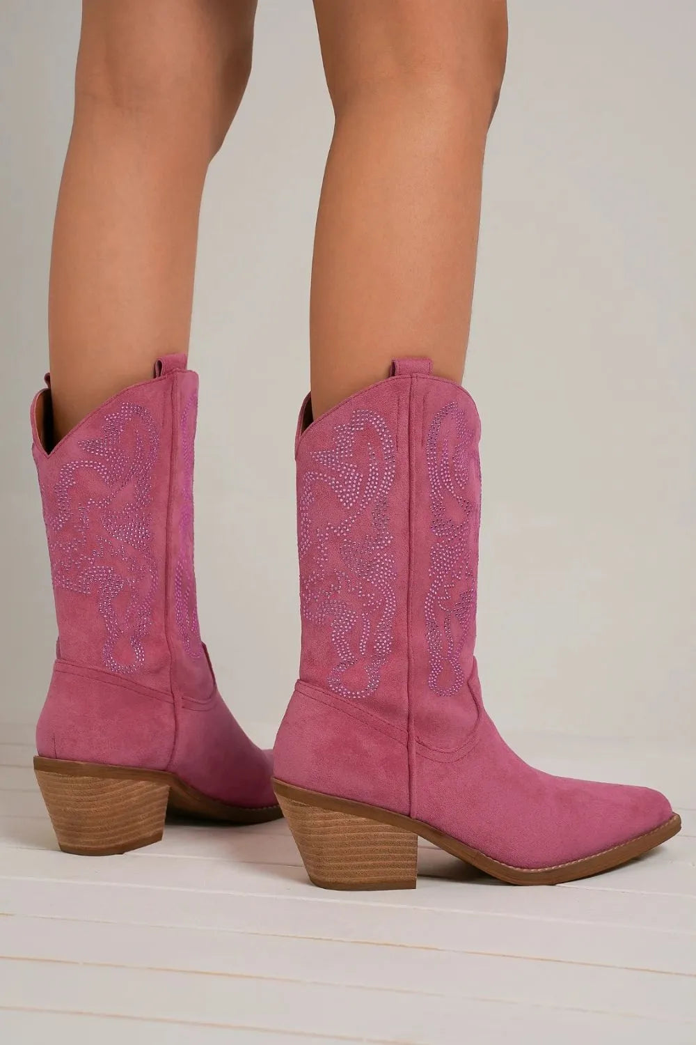 Fashion Rhinestone Detail Point Toe Boots