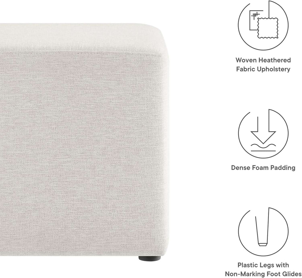 Callum 17 Inch Ivory Square Hand crafted Textured Woven Ottoman