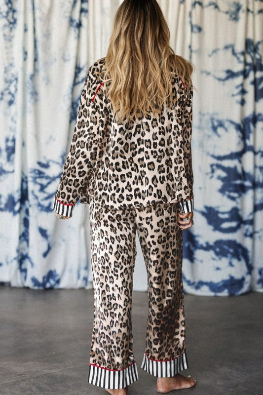 Leopard Colorblock Stripe Edge Shirt and Pants Paj