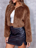 Elegant Faux Fur Cropped Jacket