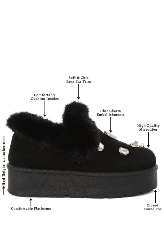 Zeta Charm Detail Slip On Snow Boots