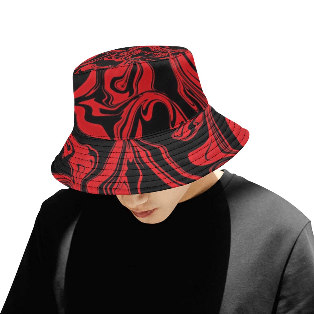 Red and Black Slime Oil Spill Bucket Hat