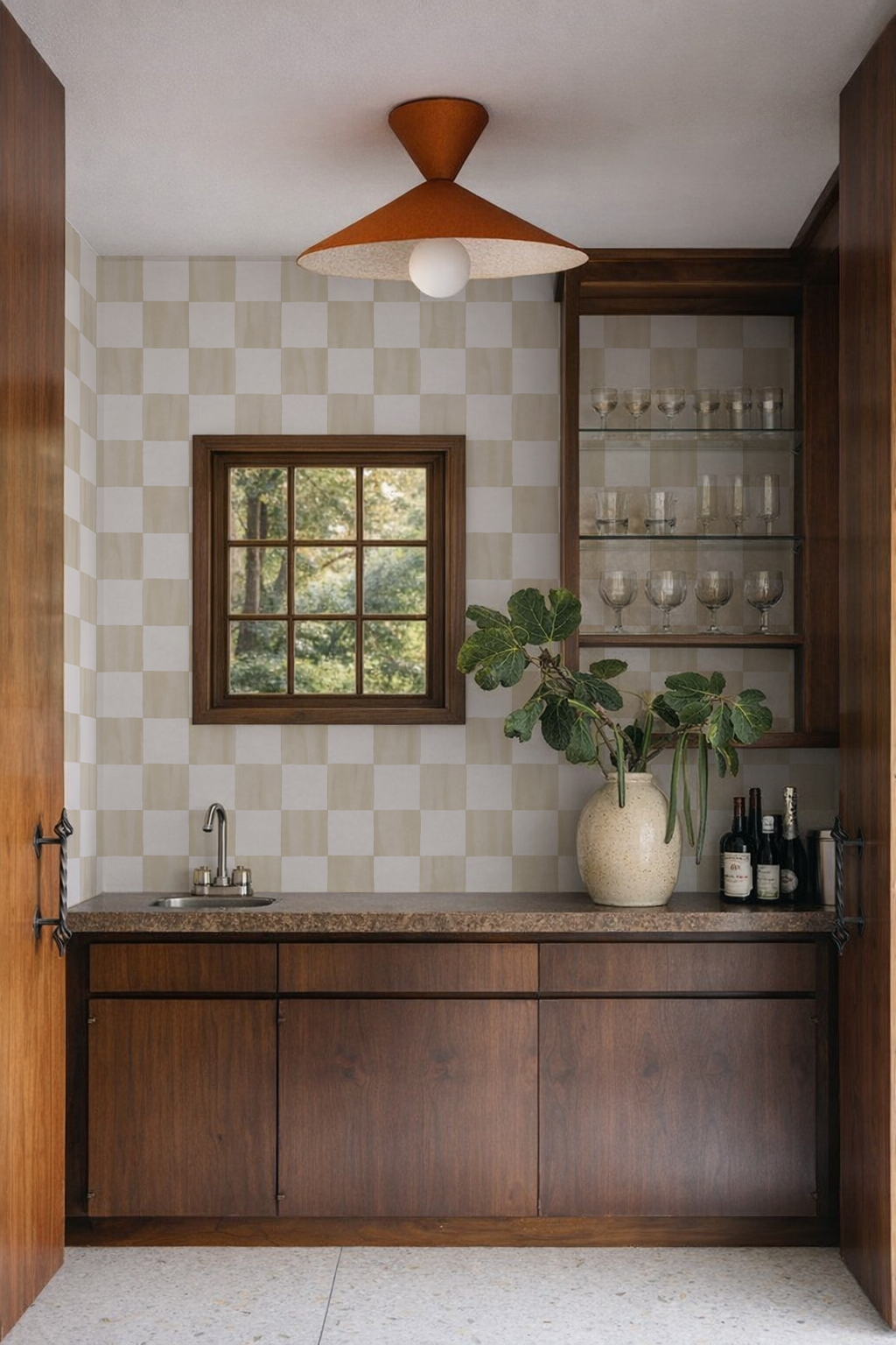 Checkers Wallpaper, tan