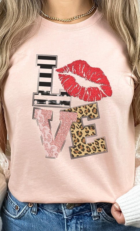 LOVE Multi Pattern Valentine Graphic Tee