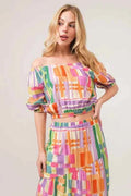Asymmetric Geo Printed Tiered Maxi Skirt