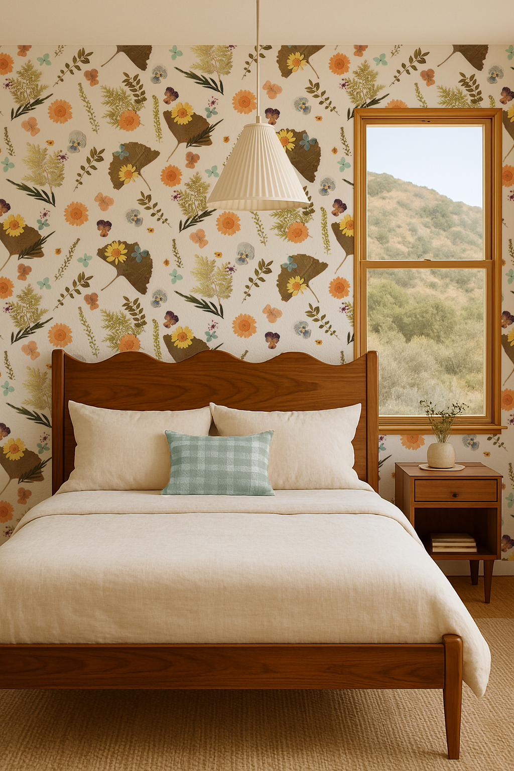 Pressed Fresh Version 01 Wallpaper, marigold and teal