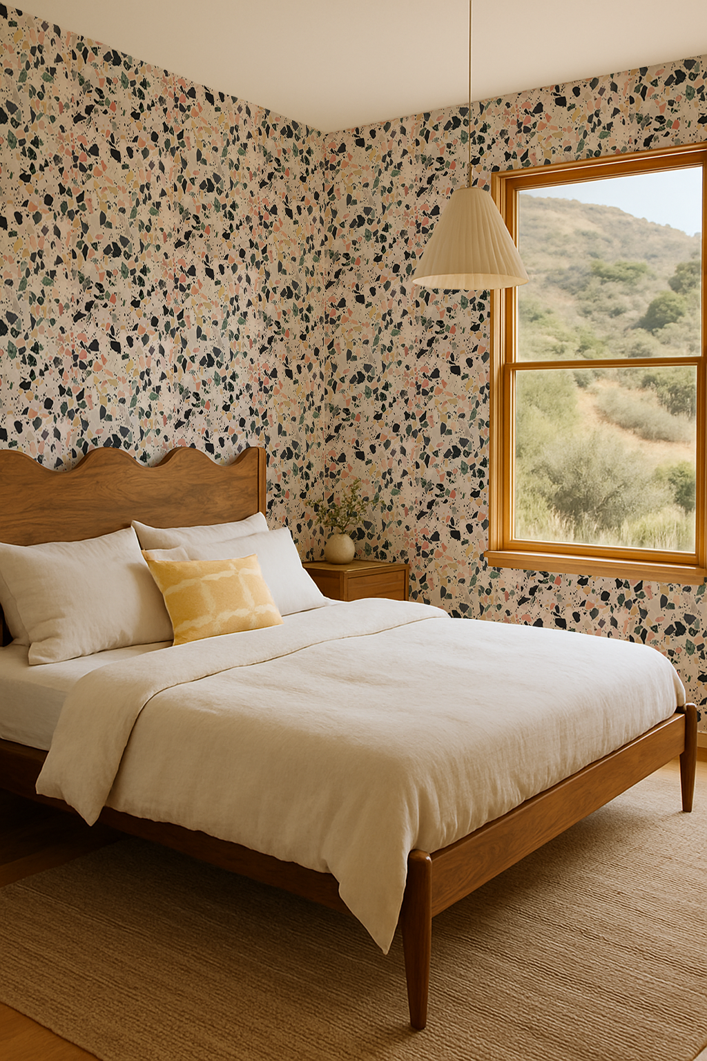 Mojave Terrazzo Wallpaper, peach and yellow