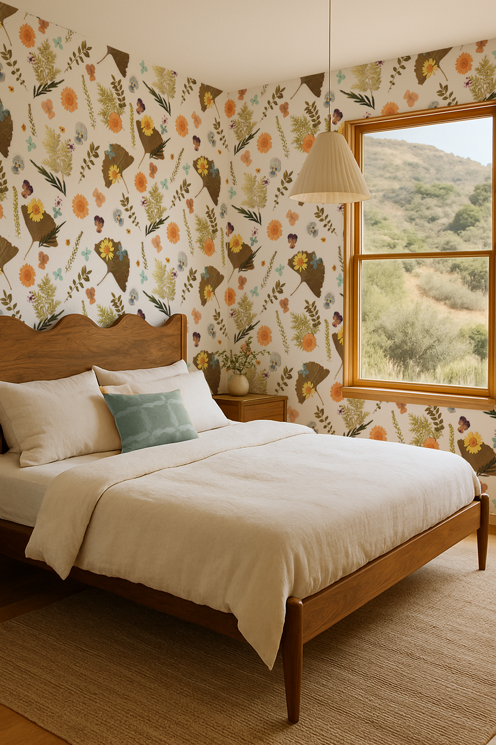 Pressed Fresh Version 01 Wallpaper, marigold and teal