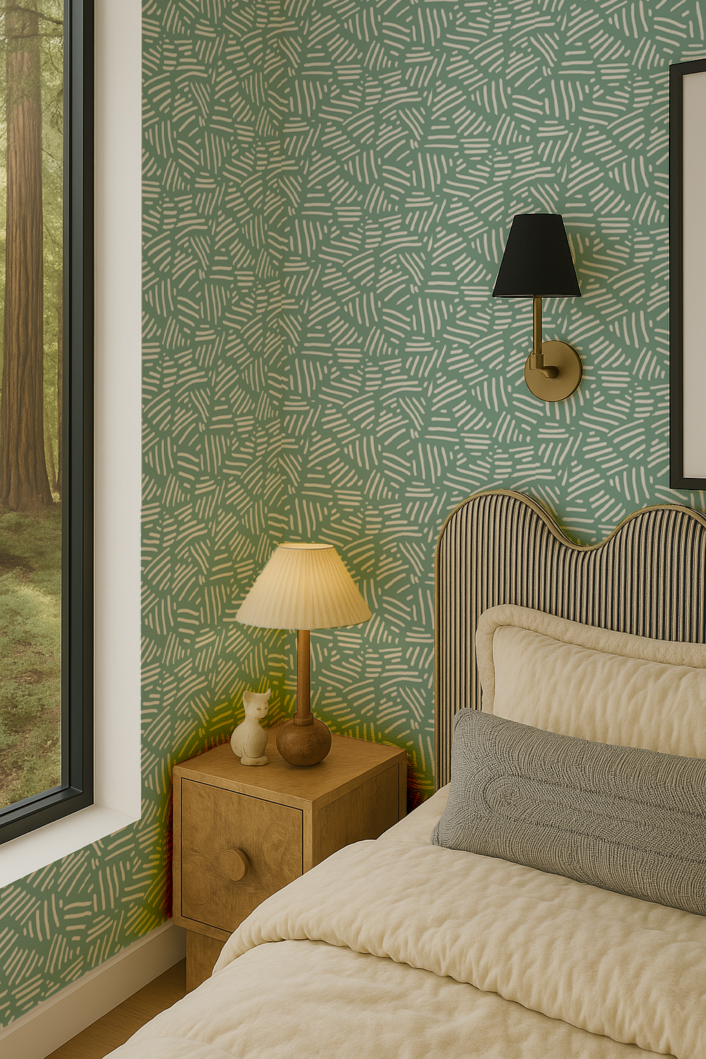 Simple Stripes Wallpaper, mint and white