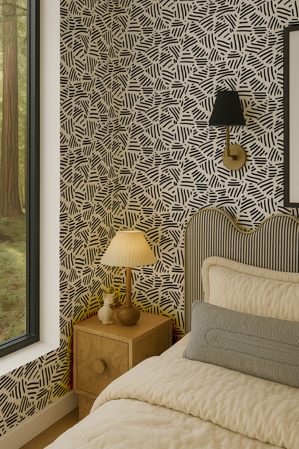 Simple Stripes Wallpaper, white and black