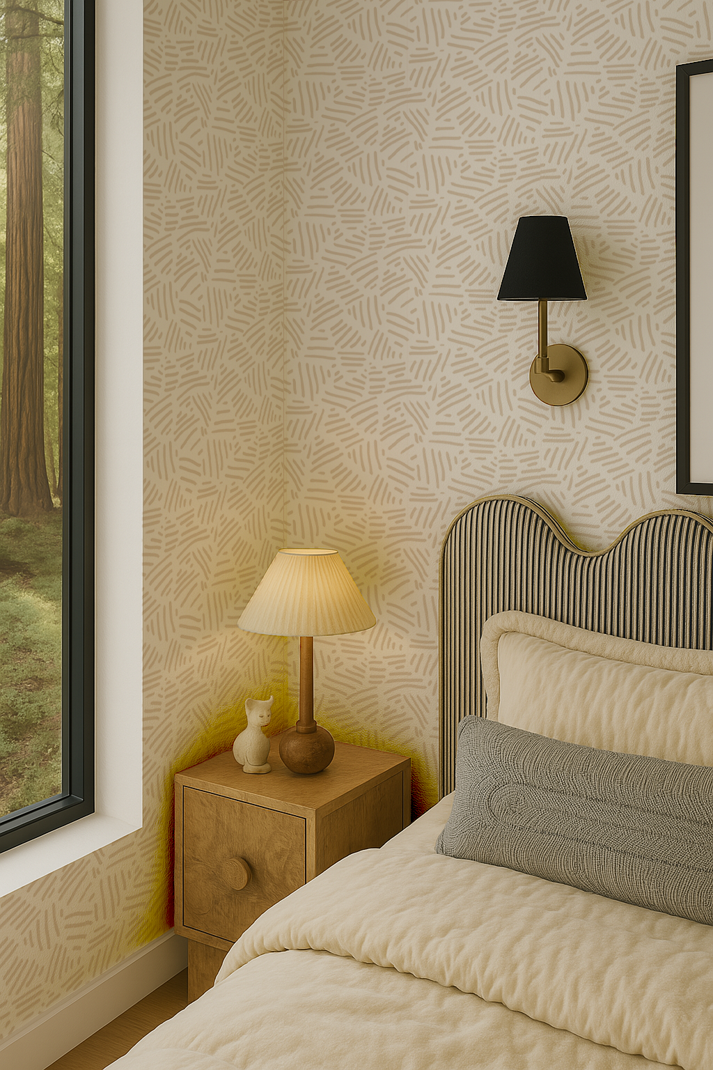 Simple Stripes Wallpaper, white and tan