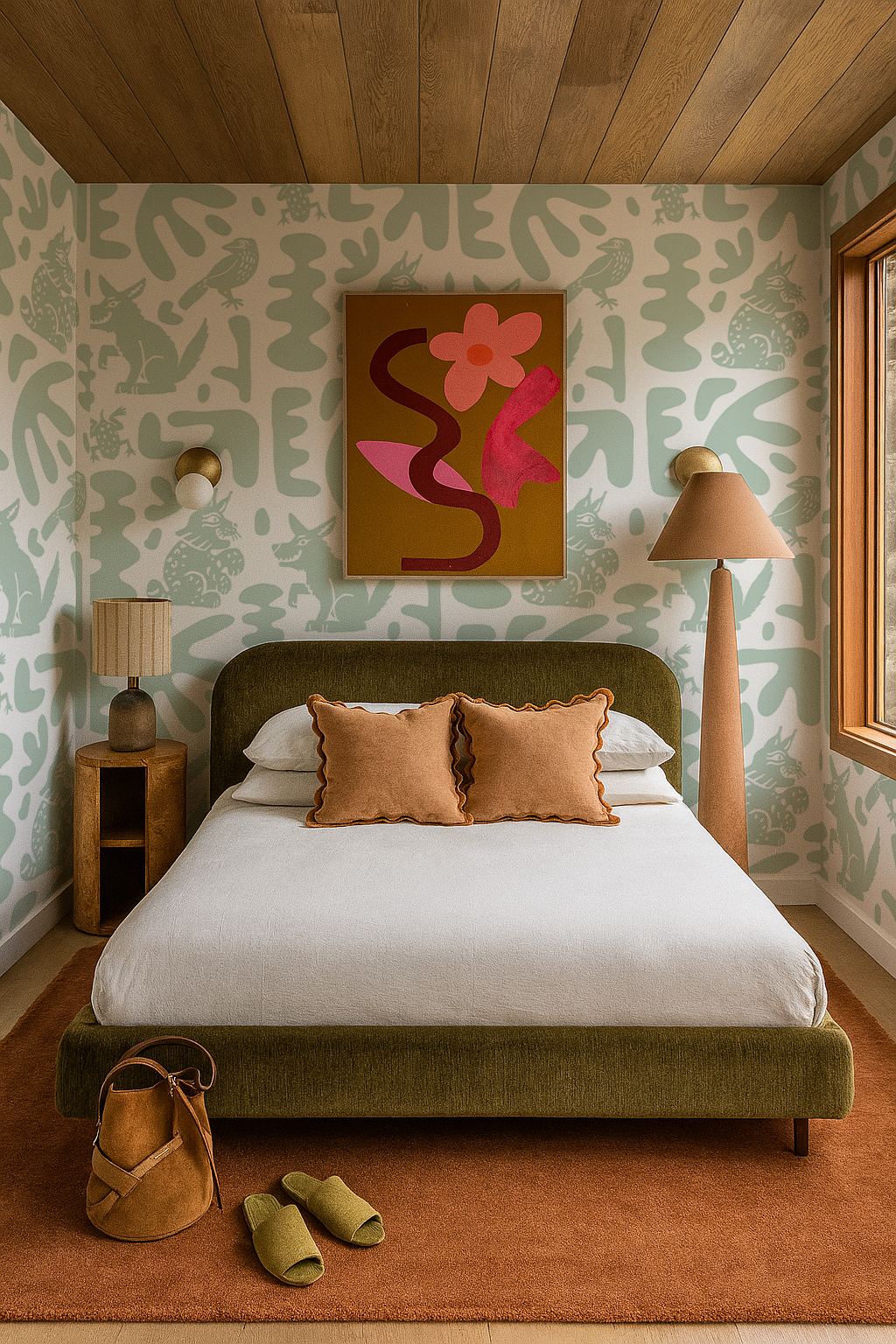 Abstract Animales Wallpaper, white and mint