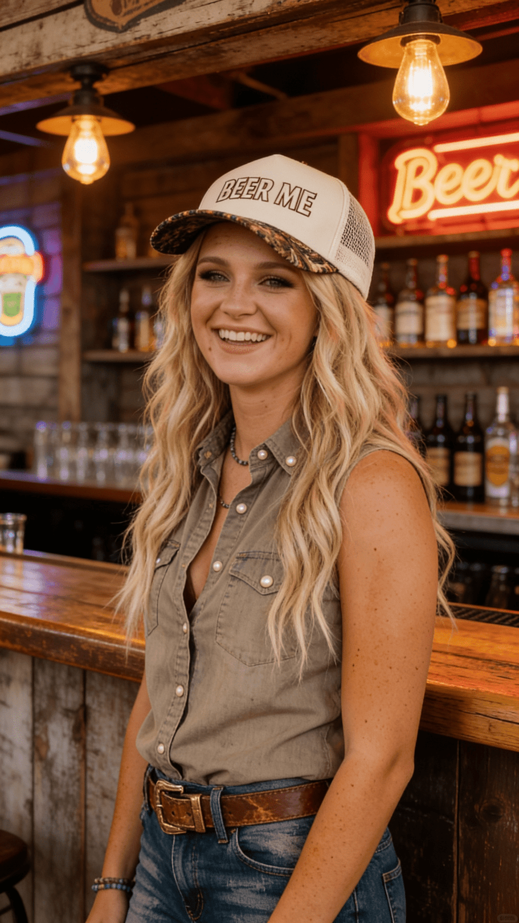"Beer Me" Embroidered Leopard or Camo Trucker Hat