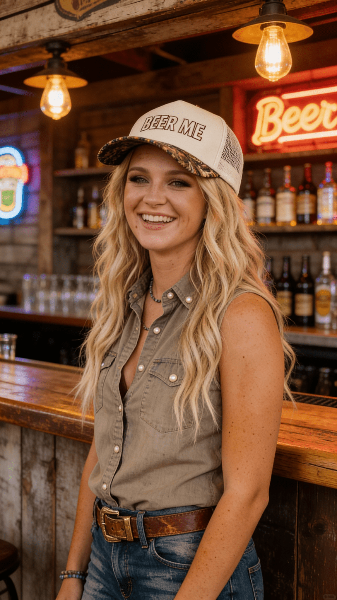 "Beer Me" Embroidered Leopard or Camo Trucker Hat