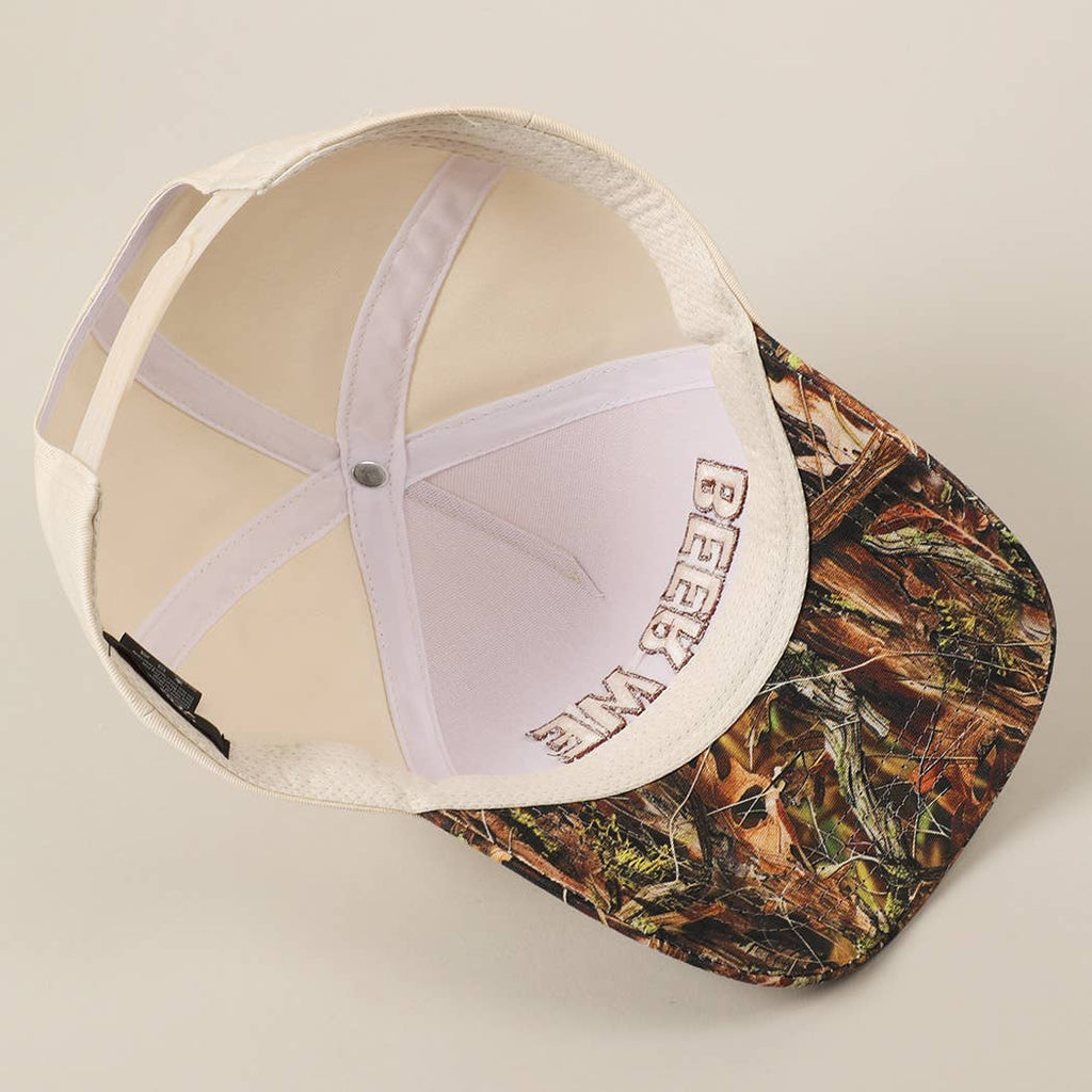 "Beer Me" Embroidered Leopard or Camo Trucker Hat