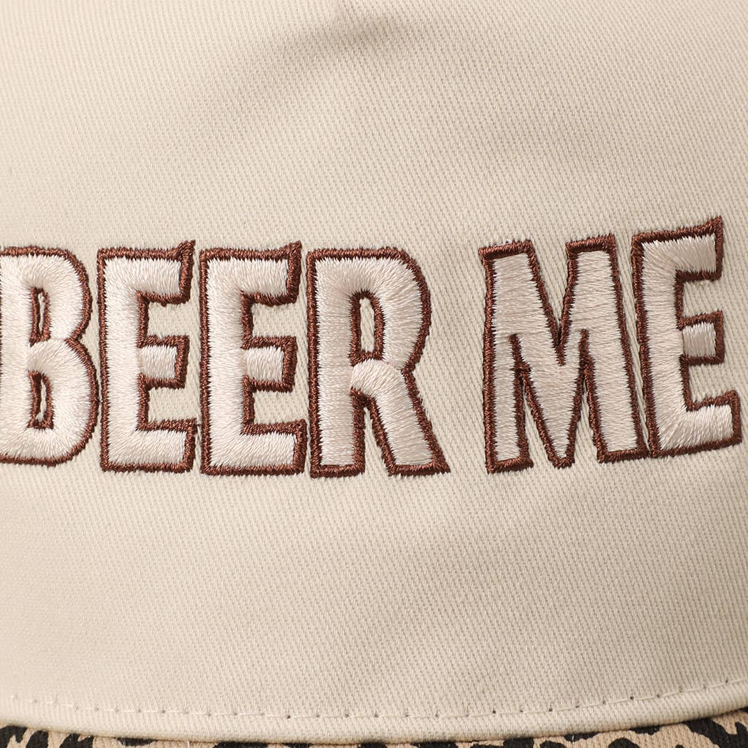 "Beer Me" Embroidered Leopard or Camo Trucker Hat