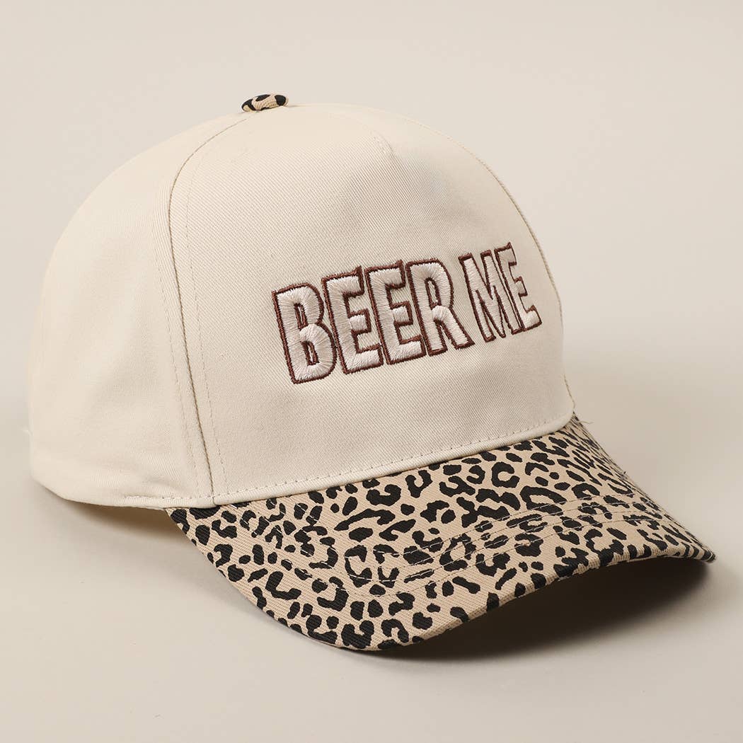 "Beer Me" Embroidered Leopard or Camo Trucker Hat