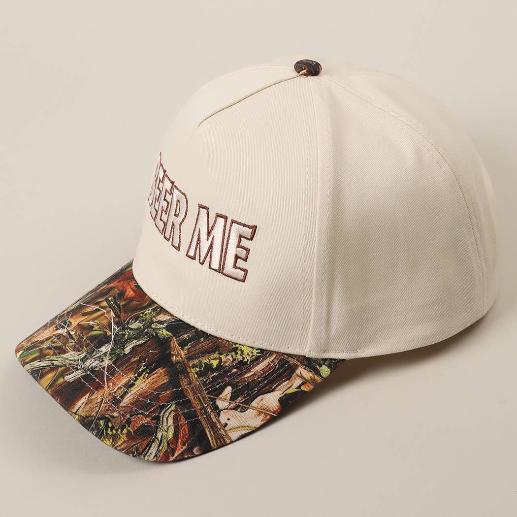 "Beer Me" Embroidered Leopard or Camo Trucker Hat